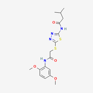 molecular formula C17H22N4O4S2 B2888815 N-[5-({[(2,5-dimethoxyphenyl)carbamoyl]methyl}sulfanyl)-1,3,4-thiadiazol-2-yl]-3-methylbutanamide CAS No. 893147-71-2