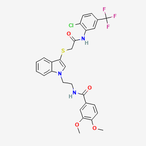 N-(2-(3-((2-((2-chloro-5-(trifluoromethyl)phenyl)amino)-2-oxoethyl)thio)-1H-indol-1-yl)ethyl)-3,4-dimethoxybenzamide