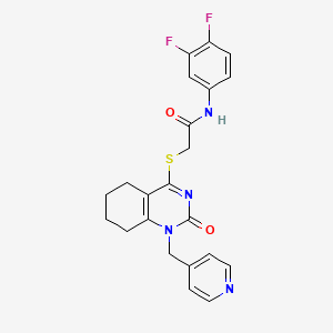 molecular formula C22H20F2N4O2S B2888850 N-(3,4-difluorophenyl)-2-((2-oxo-1-(pyridin-4-ylmethyl)-1,2,5,6,7,8-hexahydroquinazolin-4-yl)thio)acetamide CAS No. 899986-73-3