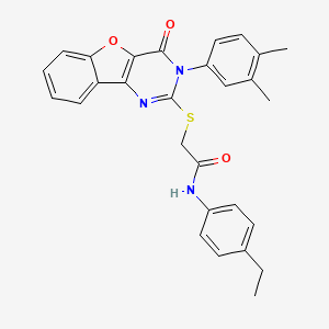 2-((3-(3,4-dimethylphenyl)-4-oxo-3,4-dihydrobenzofuro[3,2-d]pyrimidin-2-yl)thio)-N-(4-ethylphenyl)acetamide