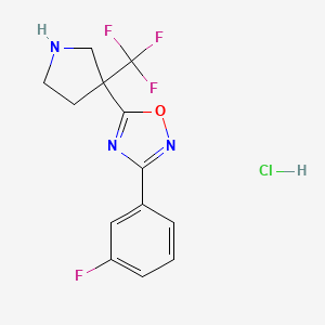 3-(3-Fluorophenyl)-5-[3-(trifluoromethyl)pyrrolidin-3-yl]-1,2,4-oxadiazole hydrochloride