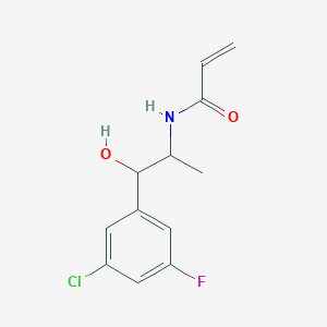 molecular formula C12H13ClFNO2 B2888897 N-[1-(3-Chloro-5-fluorophenyl)-1-hydroxypropan-2-yl]prop-2-enamide CAS No. 2411309-25-4
