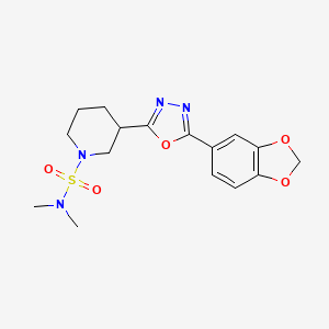 molecular formula C16H20N4O5S B2888903 3-(5-(苯并[d][1,3]二氧杂环-5-基)-1,3,4-恶二唑-2-基)-N,N-二甲基哌啶-1-磺酰胺 CAS No. 1219905-65-3
