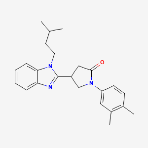 molecular formula C24H29N3O B2888904 1-(3,4-Dimethylphenyl)-4-[1-(3-methylbutyl)benzimidazol-2-yl]pyrrolidin-2-one CAS No. 847394-86-9