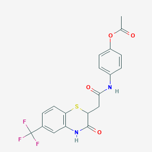 4-(2-(3-oxo-6-(trifluoromethyl)-3,4-dihydro-2H-benzo[b][1,4]thiazin-2-yl)acetamido)phenyl acetate