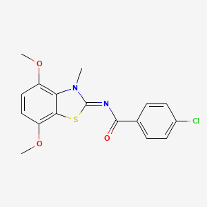 4-chloro-N-(4,7-dimethoxy-3-methyl-1,3-benzothiazol-2-ylidene)benzamide