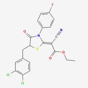 (Z)-ethyl 2-cyano-2-(5-(3,4-dichlorobenzyl)-3-(4-fluorophenyl)-4-oxothiazolidin-2-ylidene)acetate