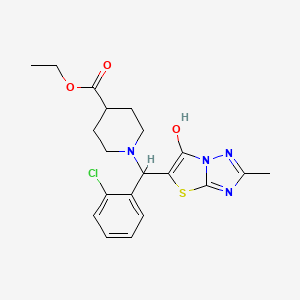 molecular formula C20H23ClN4O3S B2888940 Ethyl 1-((2-chlorophenyl)(6-hydroxy-2-methylthiazolo[3,2-b][1,2,4]triazol-5-yl)methyl)piperidine-4-carboxylate CAS No. 869343-06-6