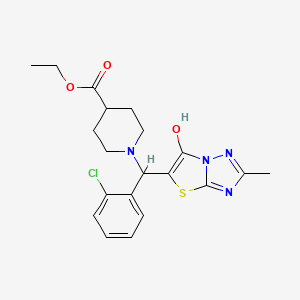 Ethyl 1-((2-chlorophenyl)(6-hydroxy-2-methylthiazolo[3,2-b][1,2,4]triazol-5-yl)methyl)piperidine-4-carboxylate