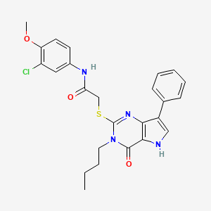 2-[(3-butyl-4-oxo-7-phenyl-4,5-dihydro-3H-pyrrolo[3,2-d]pyrimidin-2-yl)sulfanyl]-N-(3-chloro-4-methoxyphenyl)acetamide