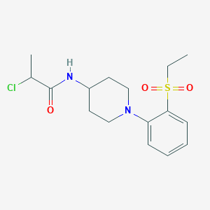 molecular formula C16H23ClN2O3S B2888948 2-Chloro-N-[1-(2-ethylsulfonylphenyl)piperidin-4-yl]propanamide CAS No. 2411295-08-2