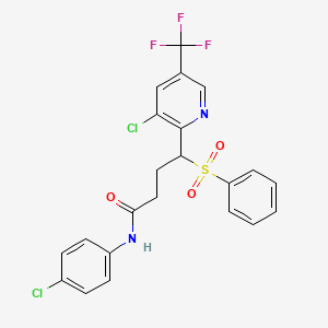 molecular formula C22H17Cl2F3N2O3S B2888967 N-(4-chlorophenyl)-4-[3-chloro-5-(trifluoromethyl)-2-pyridinyl]-4-(phenylsulfonyl)butanamide CAS No. 338407-60-6