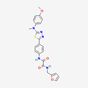 molecular formula C23H21N5O4S B2888975 N1-(furan-2-ylmethyl)-N2-(4-(5-((4-methoxyphenyl)(methyl)amino)-1,3,4-thiadiazol-2-yl)phenyl)oxalamide CAS No. 1021218-20-1
