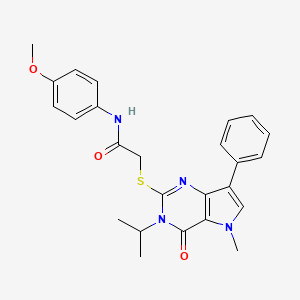 molecular formula C25H26N4O3S B2889016 N-(4-methoxyphenyl)-2-{[5-methyl-4-oxo-7-phenyl-3-(propan-2-yl)-3H,4H,5H-pyrrolo[3,2-d]pyrimidin-2-yl]sulfanyl}acetamide CAS No. 1111981-71-5
