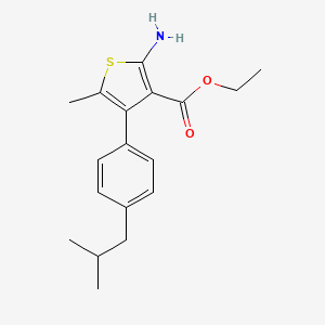 molecular formula C18H23NO2S B2889055 Ethyl 2-amino-4-(4-isobutylphenyl)-5-methylthiophene-3-carboxylate CAS No. 350990-25-9