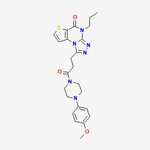 molecular formula C24H28N6O3S B2889061 1-(3-(4-(4-methoxyphenyl)piperazin-1-yl)-3-oxopropyl)-4-propylthieno[2,3-e][1,2,4]triazolo[4,3-a]pyrimidin-5(4H)-one CAS No. 1189646-37-4