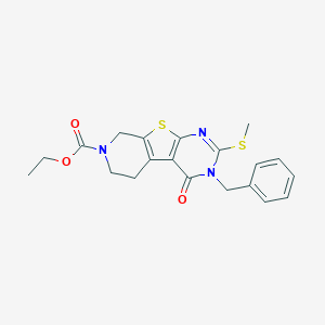 molecular formula C20H21N3O3S2 B288907 ethyl 4-benzyl-5-methylsulfanyl-3-oxo-8-thia-4,6,11-triazatricyclo[7.4.0.02,7]trideca-1(9),2(7),5-triene-11-carboxylate 