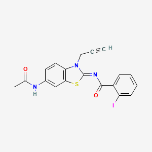 molecular formula C19H14IN3O2S B2889076 (Z)-N-(6-acetamido-3-(prop-2-yn-1-yl)benzo[d]thiazol-2(3H)-ylidene)-2-iodobenzamide CAS No. 865183-03-5