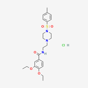 molecular formula C24H34ClN3O5S B2889083 3,4-diethoxy-N-(2-(4-tosylpiperazin-1-yl)ethyl)benzamide hydrochloride CAS No. 1184964-45-1