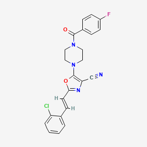 (E)-2-(2-chlorostyryl)-5-(4-(4-fluorobenzoyl)piperazin-1-yl)oxazole-4-carbonitrile