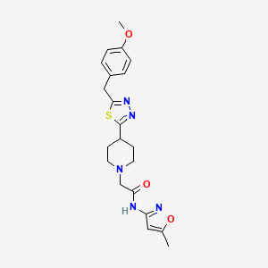2-(4-(5-(4-methoxybenzyl)-1,3,4-thiadiazol-2-yl)piperidin-1-yl)-N-(5-methylisoxazol-3-yl)acetamide