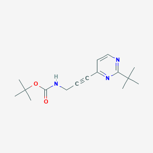 molecular formula C16H23N3O2 B2889122 tert-butyl N-[3-(2-tert-butylpyrimidin-4-yl)prop-2-yn-1-yl]carbamate CAS No. 1461706-54-6