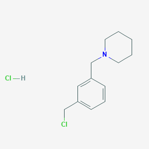 molecular formula C13H19Cl2N B2889127 1-{[3-(Chloromethyl)phenyl]methyl}piperidine hydrochloride CAS No. 104126-78-5