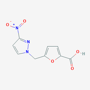 molecular formula C9H7N3O5 B2889134 5-[(3-nitro-1H-pyrazol-1-yl)methyl]-2-furoic acid CAS No. 1006432-94-5