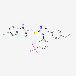 molecular formula C25H19ClF3N3O2S B2889135 N-(4-chlorophenyl)-2-((5-(4-methoxyphenyl)-1-(3-(trifluoromethyl)phenyl)-1H-imidazol-2-yl)thio)acetamide CAS No. 1226458-57-6