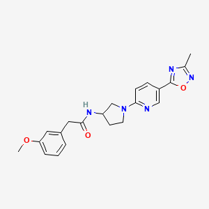 molecular formula C21H23N5O3 B2889136 2-(3-methoxyphenyl)-N-(1-(5-(3-methyl-1,2,4-oxadiazol-5-yl)pyridin-2-yl)pyrrolidin-3-yl)acetamide CAS No. 2194908-40-0