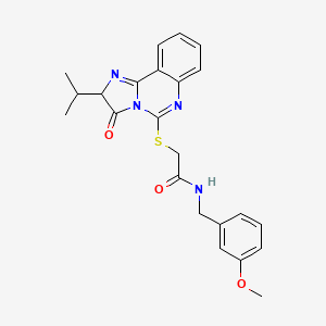 molecular formula C23H24N4O3S B2889139 N-[(3-methoxyphenyl)methyl]-2-{[3-oxo-2-(propan-2-yl)-2H,3H-imidazo[1,2-c]quinazolin-5-yl]sulfanyl}acetamide CAS No. 959519-19-8