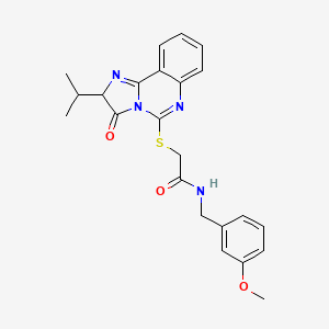 molecular formula C23H24N4O3S B2889139 2-((2-isopropyl-3-oxo-2,3-dihydroimidazo[1,2-c]quinazolin-5-yl)thio)-N-(3-methoxybenzyl)acetamide CAS No. 959519-19-8