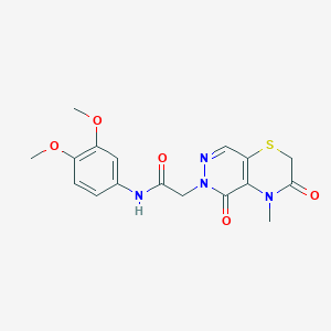 molecular formula C17H18N4O5S B2889145 N-(3,4-dimethoxyphenyl)-2-{4-methyl-3,5-dioxo-2H,3H,4H,5H,6H-pyridazino[4,5-b][1,4]thiazin-6-yl}acetamide CAS No. 1251703-29-3