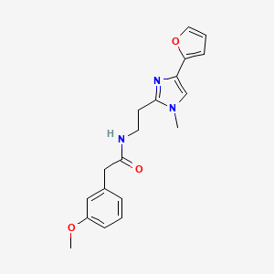 molecular formula C19H21N3O3 B2889160 N-(2-(4-(furan-2-yl)-1-methyl-1H-imidazol-2-yl)ethyl)-2-(3-methoxyphenyl)acetamide CAS No. 1421443-29-9