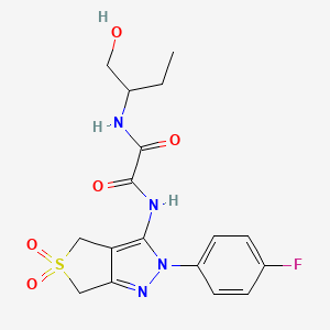 molecular formula C17H19FN4O5S B2889216 N'-[2-(4-fluorophenyl)-5,5-dioxo-2H,4H,6H-5lambda6-thieno[3,4-c]pyrazol-3-yl]-N-(1-hydroxybutan-2-yl)ethanediamide CAS No. 899989-49-2