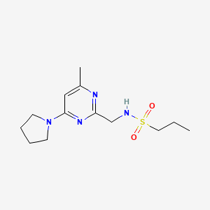 molecular formula C13H22N4O2S B2889235 N-((4-methyl-6-(pyrrolidin-1-yl)pyrimidin-2-yl)methyl)propane-1-sulfonamide CAS No. 1797291-76-9