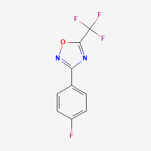 molecular formula C9H4F4N2O B2889246 3-(4-Fluorophenyl)-5-(trifluoromethyl)-1,2,4-oxadiazole CAS No. 2227273-10-9