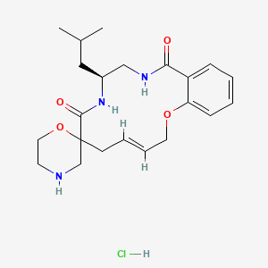 (4E,10S)-10-(2-Methylpropyl)spiro[2-oxa-9,12-diazabicyclo[12.4.0]octadeca-1(18),4,14,16-tetraene-7,2'-morpholine]-8,13-dione;hydrochloride