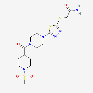 2-((5-(4-(1-(Methylsulfonyl)piperidine-4-carbonyl)piperazin-1-yl)-1,3,4-thiadiazol-2-yl)thio)acetamide