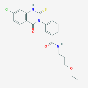 3-(7-chloro-4-oxo-2-sulfanylidene-1H-quinazolin-3-yl)-N-(3-ethoxypropyl)benzamide