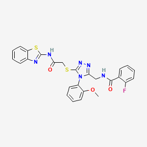 N-((5-((2-(benzo[d]thiazol-2-ylamino)-2-oxoethyl)thio)-4-(2-methoxyphenyl)-4H-1,2,4-triazol-3-yl)methyl)-2-fluorobenzamide