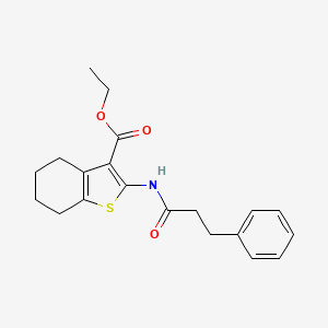 molecular formula C20H23NO3S B2889263 ETHYL 2-(3-PHENYLPROPANAMIDO)-4,5,6,7-TETRAHYDRO-1-BENZOTHIOPHENE-3-CARBOXYLATE CAS No. 329226-56-4