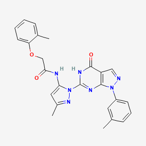 N-(3-methyl-1-(4-oxo-1-(m-tolyl)-4,5-dihydro-1H-pyrazolo[3,4-d]pyrimidin-6-yl)-1H-pyrazol-5-yl)-2-(o-tolyloxy)acetamide