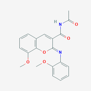 (2Z)-N-acetyl-8-methoxy-2-[(2-methoxyphenyl)imino]-2H-chromene-3-carboxamide