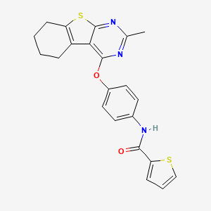 molecular formula C22H19N3O2S2 B2889343 N-[4-({5-methyl-8-thia-4,6-diazatricyclo[7.4.0.0^{2,7}]trideca-1(9),2(7),3,5-tetraen-3-yl}oxy)phenyl]thiophene-2-carboxamide CAS No. 670269-76-8