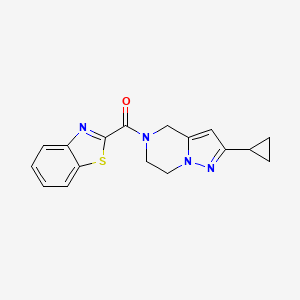 molecular formula C17H16N4OS B2889355 2-{2-cyclopropyl-4H,5H,6H,7H-pyrazolo[1,5-a]pyrazine-5-carbonyl}-1,3-benzothiazole CAS No. 2034555-70-7