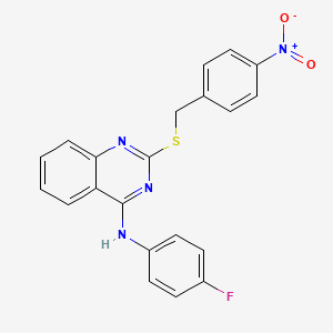 molecular formula C21H15FN4O2S B2889382 N-(4-fluorophenyl)-2-((4-nitrobenzyl)thio)quinazolin-4-amine CAS No. 688355-68-2