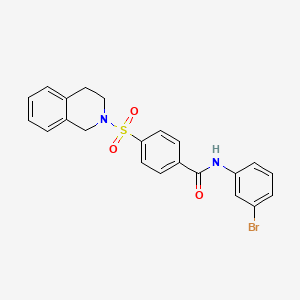molecular formula C22H19BrN2O3S B2889484 N-(3-bromophenyl)-4-(1,2,3,4-tetrahydroisoquinoline-2-sulfonyl)benzamide CAS No. 391876-75-8