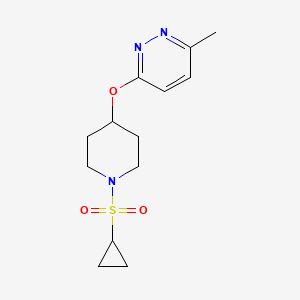 molecular formula C13H19N3O3S B2889513 3-((1-(Cyclopropylsulfonyl)piperidin-4-yl)oxy)-6-methylpyridazine CAS No. 1797536-92-5