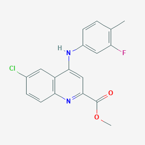 molecular formula C18H14ClFN2O2 B2889517 Methyl 6-chloro-4-[(3-fluoro-4-methylphenyl)amino]quinoline-2-carboxylate CAS No. 1207049-53-3